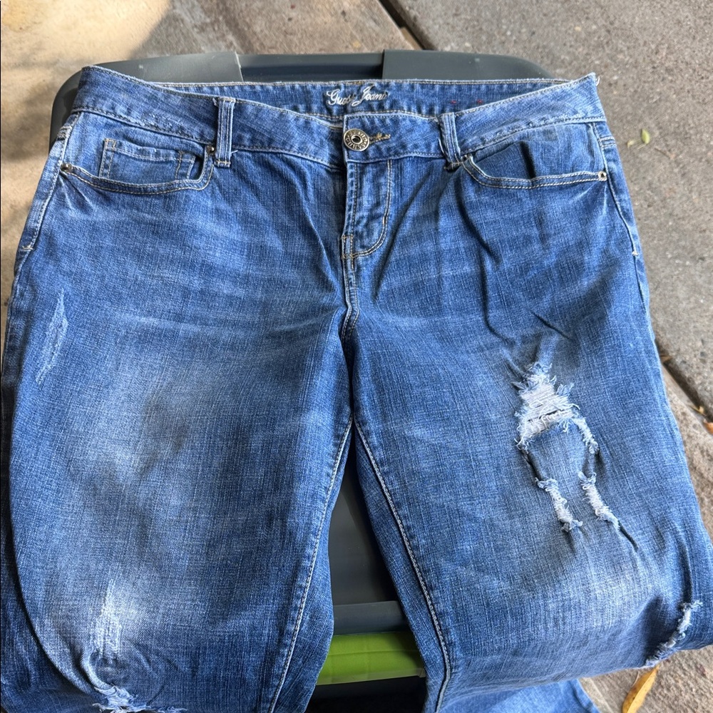 Guess Blue Ripped Boyfriend Jeans